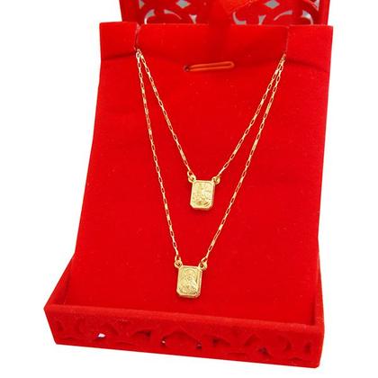 Imagem de Escapulário de Ouro 18k 60cm Unissex Medalha Dupla Face