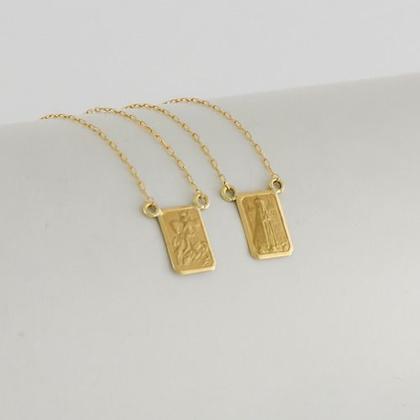 Imagem de Escapulário Masculino Ouro 18k Ns Aparecida S Jorge 60 Cm Js