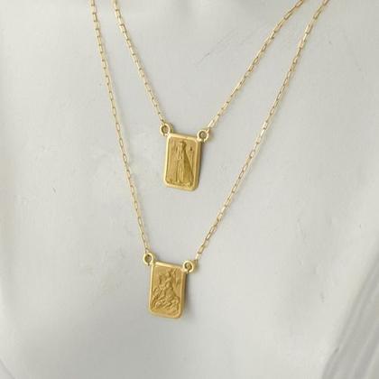 Imagem de Escapulário Masculino Ouro 18k Ns Aparecida S Jorge 60 Cm Js