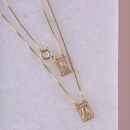 Imagem de Escapulário N. S. do Carmo e S. Coração - Prata Banhado a Ouro 18K