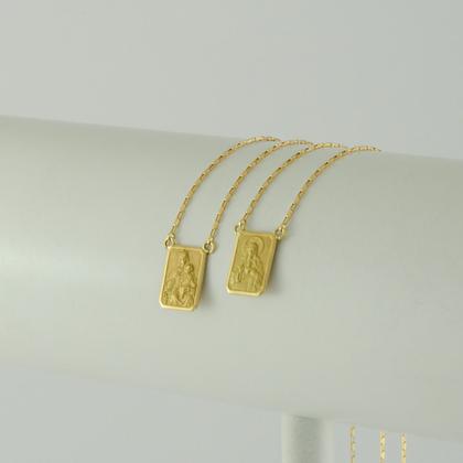 Imagem de Escapulário Ouro 18k 70 Cm 8x12 Simples Ns Do Carmo Sagrado