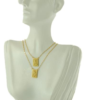 Imagem de Escapulário Ouro 18k 70 Cm 8x12 Simples Ns Do Carmo Sagrado