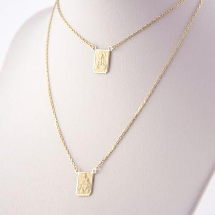 Imagem de Escapulário Ouro 18k Maciço Cadeado Ns Carmo E Sagrado 60 Cm