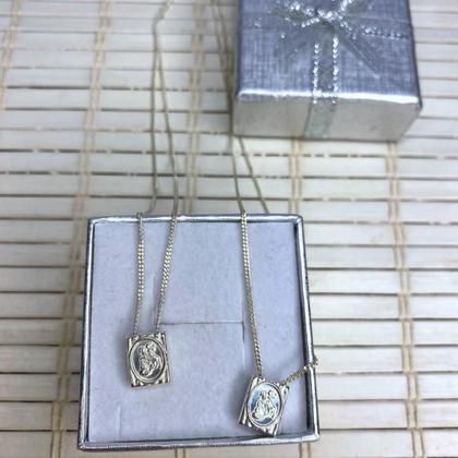 Imagem de Escapulário Prata 925 São Jorge Masculino Corrente Religiosa