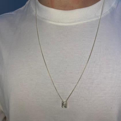 Imagem de Escapulário Prata 925 São Jorge Masculino Corrente Religiosa