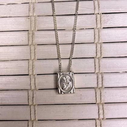 Imagem de Escapulário Prata 925 São Jorge Masculino Corrente Religiosa