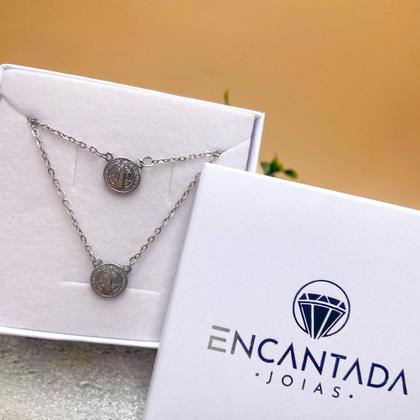 Imagem de Escapulário São Bento Em Aço Inox Cirúrgico unissex colar