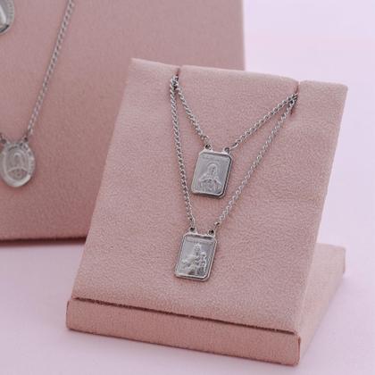 Imagem de Escapulário Tradicional em Aço NSra. Carmo e S.C. Jesus 14x11mm 60cm