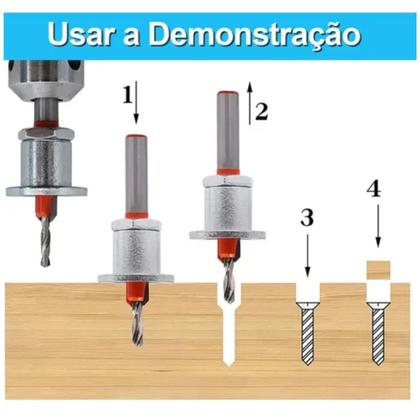 Imagem de Escareador Com Limitador Ajustavel Para Madeira Com Broca