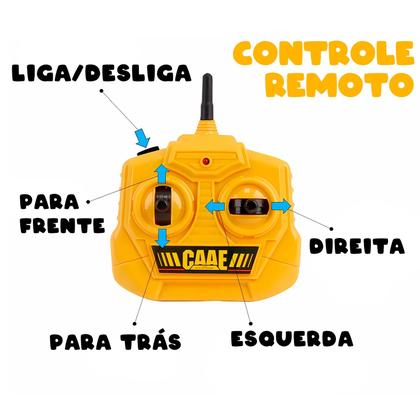 Imagem de Escavadeira Controle Remoto Infantil Com Pá Articulada Realista Para Obra E Terreno