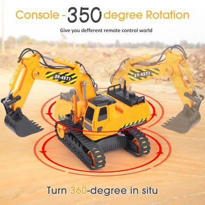 Imagem de Escavadeira de controle remoto Toy DOUBLE E com 2 baterias Kids 3-14