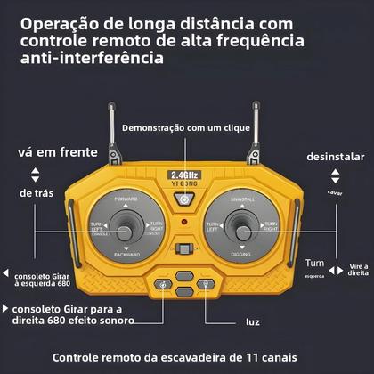 Imagem de Escavadora De Controle Remoto Para Meninos, Caminhão Basculante, Bulldozer, Carro Elétrico RC,