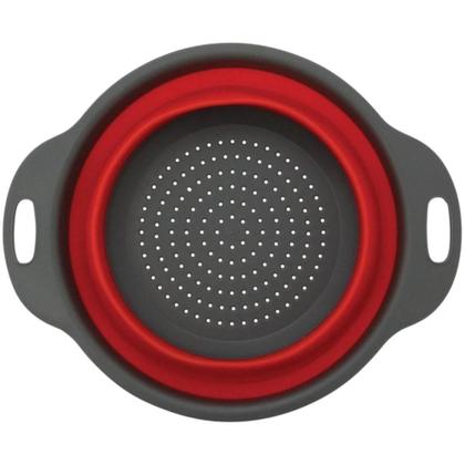 Imagem de Escorredor Alimentos e Utensílios Cozinha Retrátil Silicone Vermelho - Em Casa Tem