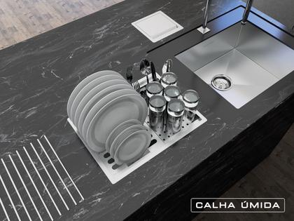 Imagem de Escorredor Calha Úmida Canal Equipado Escorredor Louça Inox Embutido