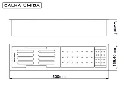 Imagem de Escorredor Calha Úmida Completa Sobrepor Canal Equipado Inox 60 Cm Slim