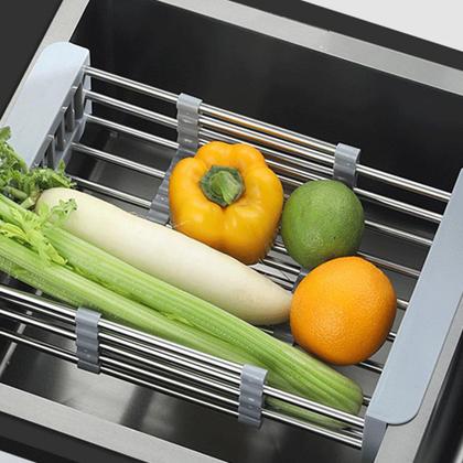 Imagem de Escorredor Cesto Inox Pia Multiuso Bancada Balcao Regulavel Alimento Louça Utensilio Cozinha Resistente Casa Organizador