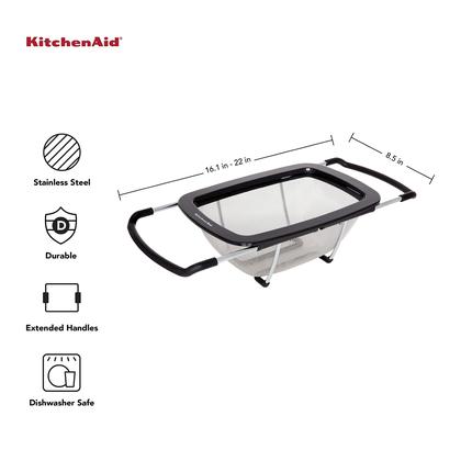 Imagem de Escorredor de Aço Inoxidável KitchenAid - Expansível e Preto