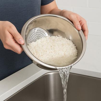 Imagem de Escorredor de Arroz Alimentos Legumes Inox 25cm Em Casa Tem