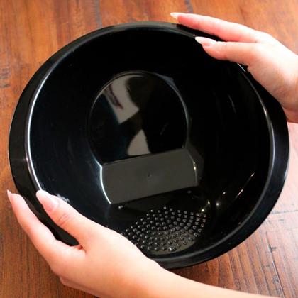 Imagem de Escorredor de Arroz Lavador de Salada Plástico Preto Multiuso Cozinha Alimentos Pote Tigela