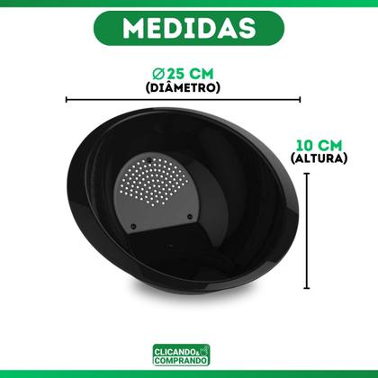 Imagem de Escorredor de Arroz Lavador de Salada Plástico Preto Multiuso Cozinha Alimentos Pote Tigela