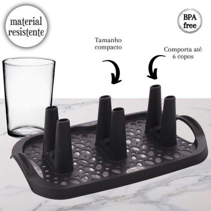 Imagem de Escorredor De Copos Preto Plasutil