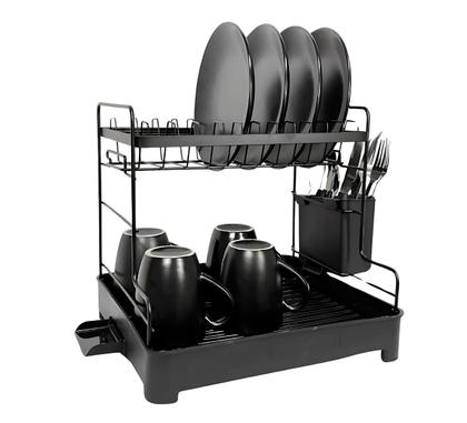 Escorredor De Louça 2 Andares Com Drenagem Automática e Porta Talheres - NOTUZ Imagem de Escorredor De Louça 2 Andares Com Drenagem Automática e Porta Talheres