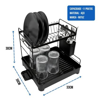 Imagem de Escorredor De Louça 2 Andares Com Drenagem Automática e Porta Talheres