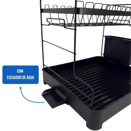 Imagem de Escorredor De Louça 2 Andares Com Drenagem Automática e Porta Talheres