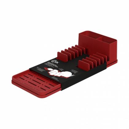 Imagem de Escorredor De Louça Compacto Organizador De Talheres Pratos E Copos Com Tapete De Pia Cor Vermelha Coza Linha Single