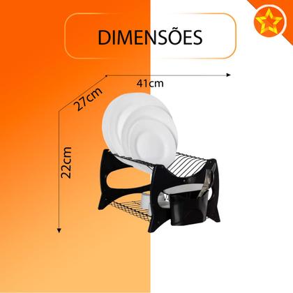Imagem de Escorredor De Louca Cozinha 13 Pratos Copo Duplo 2 Andares Porta Talheres