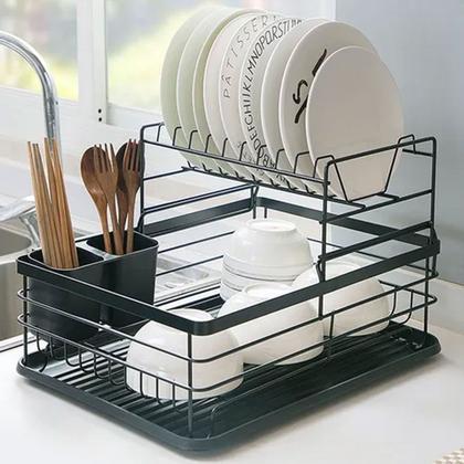 Imagem de Escorredor de Louça Prato Copo Tigela Utensilios Talheres Cozinha Pia Bancada Mesa Limpeza Organizaçao