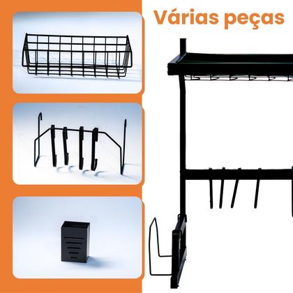 Imagem de Escorredor de Louça Suspenso para Pratos e Copos com Porta Talheres Organizador de Cozinha
