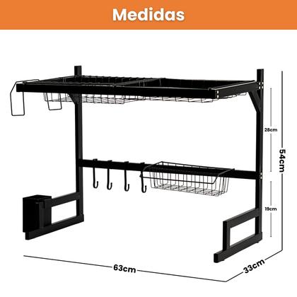 Imagem de Escorredor de Louça Suspenso para Pratos e Copos com Porta Talheres Organizador de Cozinha