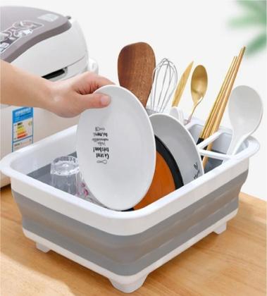 Imagem de Escorredor De Louça Talher Pratos Silicone Dobrável Copo Multiuso