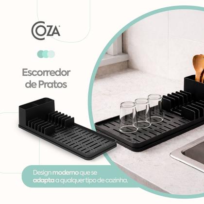 Imagem de Escorredor De Louças Com Tapete De Pia Coza Single 42,2 x 17,4 x 9,4 cm Preto
