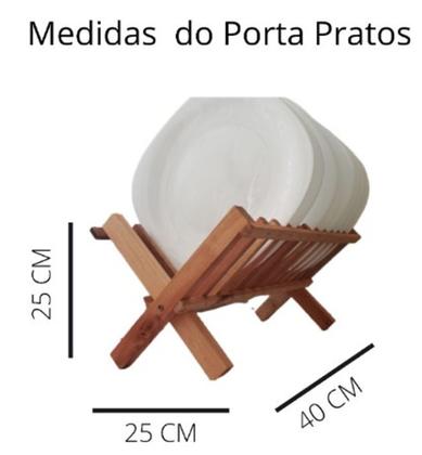 Imagem de Escorredor de Louças Dobrável 12 Pratos em Madeira Reforçada