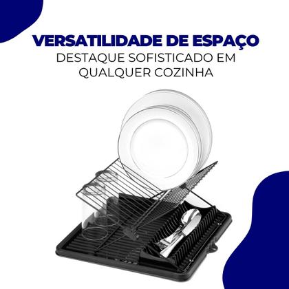 Imagem de Escorredor de Louças Pia Cozinha Retrátil Slim Articulado 16 Pratos Talher Copo Preto Arthi