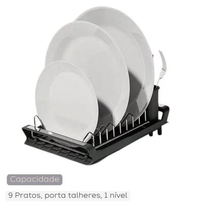 Imagem de Escorredor de Louças Porta Copos com Bandeja Extensível