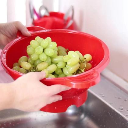 Imagem de Escorredor de Macarrão Alimentos Pote Tijela Peneira Cozinha Uninjet Frutas Alça Preto Saladas