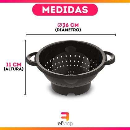 Imagem de Escorredor de Macarrão Alimentos Pote Tijela Peneira Cozinha Uninjet Frutas Alça Preto Saladas