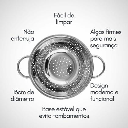 Imagem de Escorredor De Massa Em Inox Macarrão Legumes Multiuso Menor