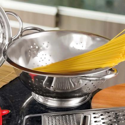 Imagem de Escorredor De Massa Em Inox Macarrão Legumes Multiuso Menor