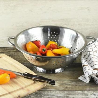 Imagem de Escorredor De Massa Em Inox Macarrão Legumes Multiuso Menor