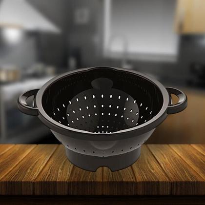 Imagem de Escorredor de Massa Legumes Frutas Verduras com Alça  Preto UNINJET