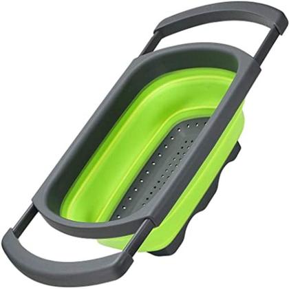 Imagem de Escorredor de massas macarrao com alca retratil de pia silicone legumes frutas grande ajustavel