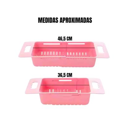 Imagem de Escorredor De Pia Retrátil Com Alças Cesta Ajustável Pratos Frutas Legumes Multiuso Plástico Casa