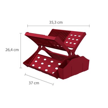 Imagem de Escorredor De Pratos Dobrável Com Porta Talheres Astra Cor Vermelho