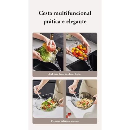 Imagem de Escorredor Funil Lava Verduras Alimentos Acrílico Multiuso