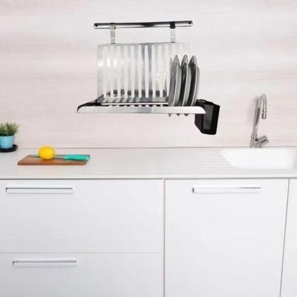 Imagem de Escorredor Louca Aço Inox Parede Secador Dobrável 12 Pratos Mak Inox Original