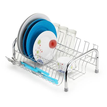 Imagem de Escorredor Louças 15 Pratos 6 Copos com Porta Talheres Cozinha Pia Aço Cromado Reforçado Arthi